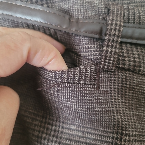 Della Spiga Checkered Wide Leg Dress Trouser Pants in Brown - Picture 6 of 13